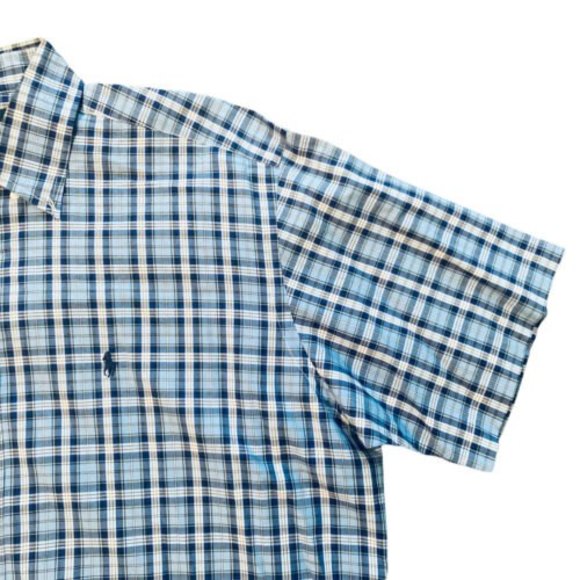 Ralph Lauren Mens Size Large Button Down Up Blue Checkered Dress Shirt - Picture 3 of 8
